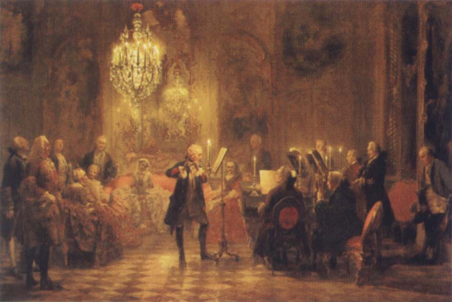 Adolf Friedrich Erdmann Menzel The Flute Concert of Frederick II at Sanssouci